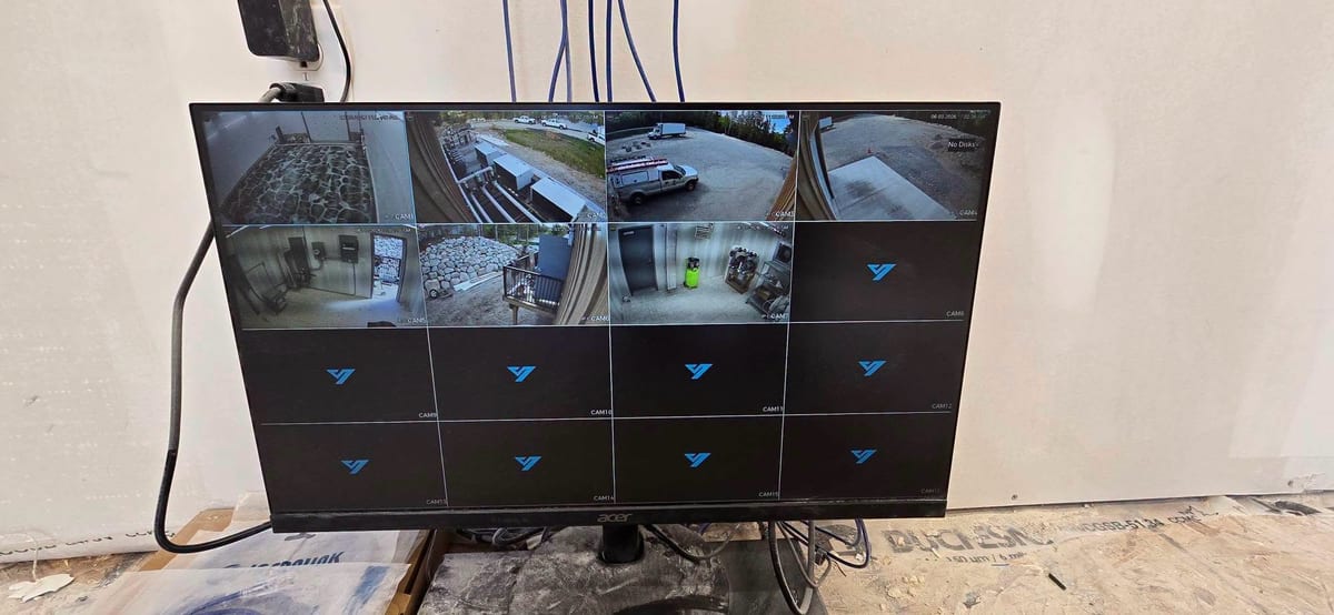 A recorder showing eight camera views at once on a single monitor.